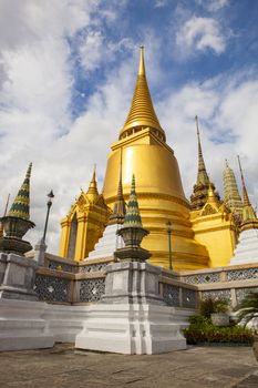golden pagoda grand palace important worship and traveling destination in bangkok thailand