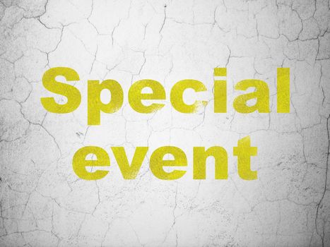 Business concept: Yellow Special Event on textured concrete wall background