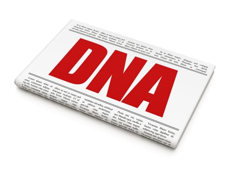 Healthcare concept: newspaper headline DNA on White background, 3D rendering