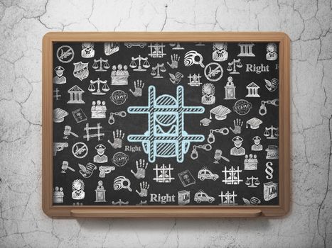Law concept: Chalk Blue Criminal icon on School board background with  Hand Drawn Law Icons, 3D Rendering