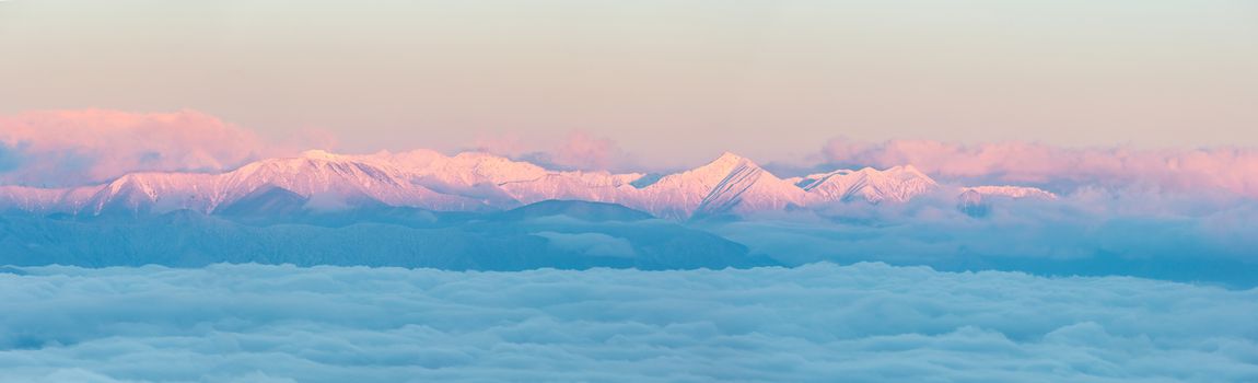 aerial Japan Alps from Takabochi Panorama