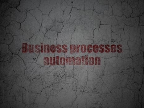 Business concept: Red Business Processes Automation on grunge textured concrete wall background