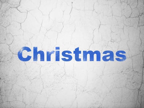 Holiday concept: Blue Christmas on textured concrete wall background