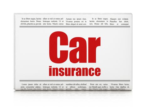 Insurance concept: newspaper headline Car Insurance on White background, 3D rendering