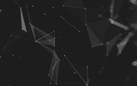 Abstract polygonal space low poly dark background with connecting dots and lines. Connection structure. 3d rendering