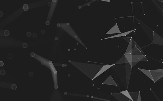 Abstract polygonal space low poly dark background with connecting dots and lines. Connection structure. 3d rendering