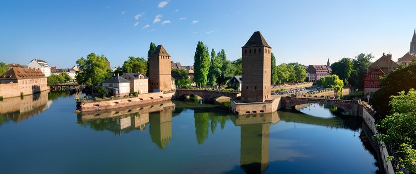 Covered bridge Pont Couverts in Strasbourgh in the district Petite France, Alsace