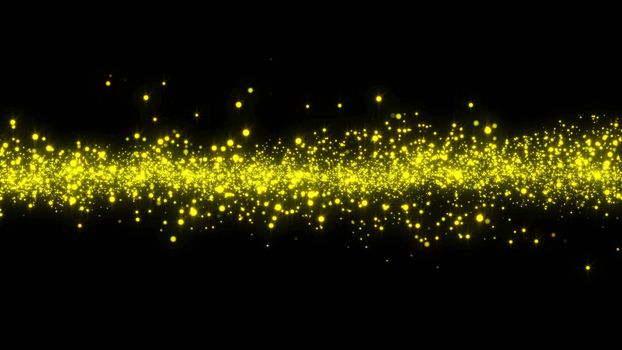 Particle background. Glow gold element with black background