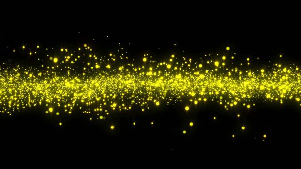 Particle background. Glow gold element with black background