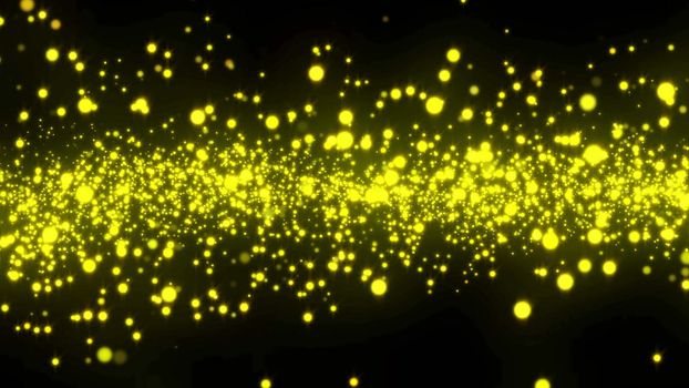 Particle background. Glow gold element with black background