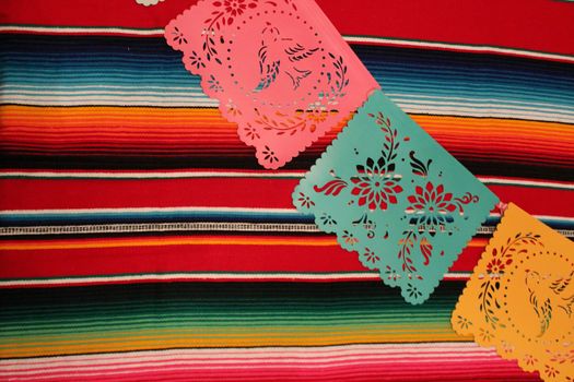 Mexico poncho sombrero background fiesta cinco de mayo decoration bunting flags