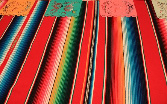 Mexico poncho sombrero background fiesta cinco de mayo decoration bunting flags