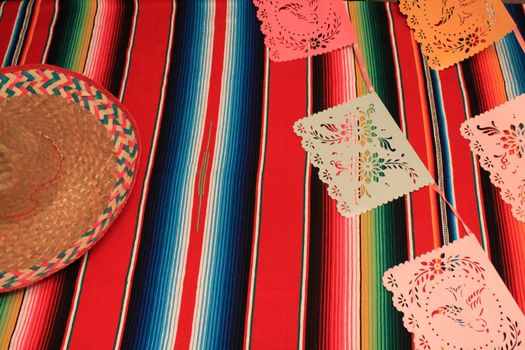 Mexico poncho sombrero skull background fiesta cinco de mayo decoration bunting flags