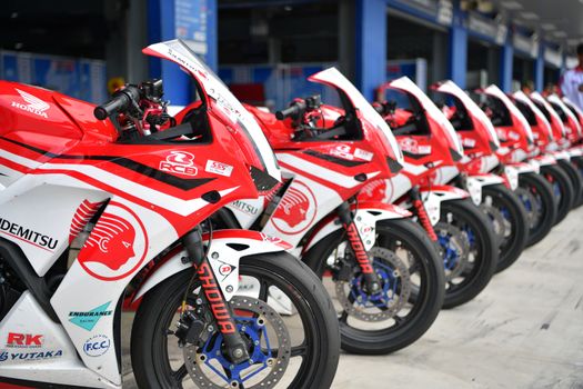 BURIRAM - DECEMBER 4 : Honda CBR300R motorcycle in Asia Road Racing Championship 2016 Round 6 at Chang International Racing Circuit on December 4, 2016, Buriram, Thailand.