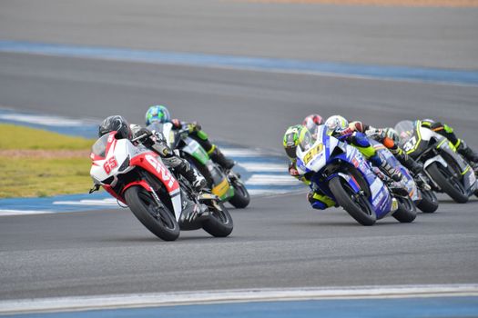 BURIRAM - DECEMBER 4 : Azroy Hakeem Anuar of Malaysia with Honda motorcycle of Asia Production 250cc. in Asia Road Racing Championship 2016 Round 6 at Chang International Racing Circuit on December 4, 2016, Buriram, Thailand.