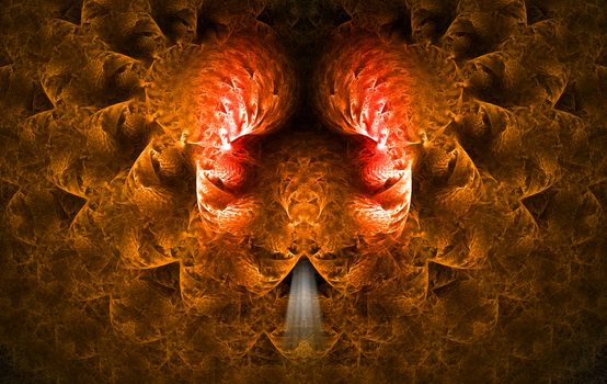 A fractal image depicting an animal exhaling air.