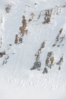 Rocks covered with snow outdoor