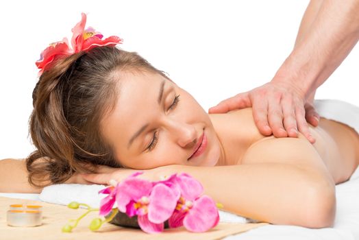 woman enjoying a massage and spa care