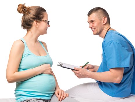 pregnant woman on consultation with a doctor gynecologist