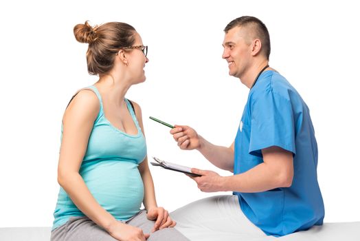 discussion of doctor and pregnant woman isolated