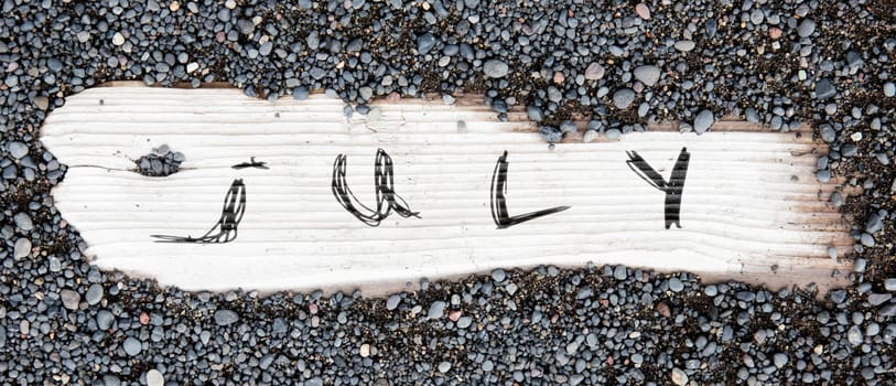 Sand on planked wood, black Icelandic sand - July