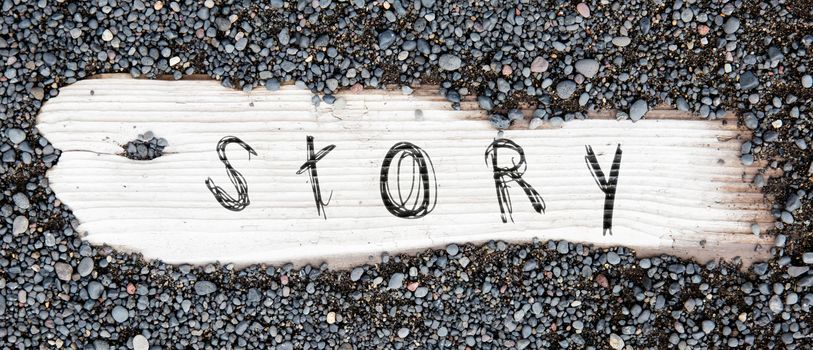 Sand on planked wood, black Icelandic sand - Story