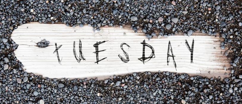 Sand on planked wood, black Icelandic sand - Tuesday