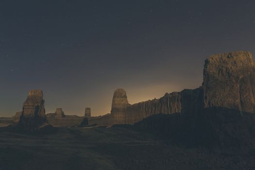 landscape desert night and the starry sky