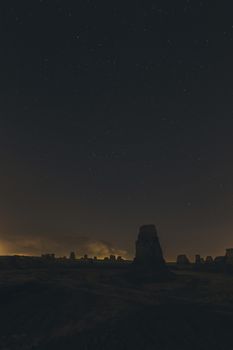 landscape desert night and the starry sky