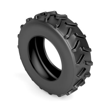 Tractor tire on white background