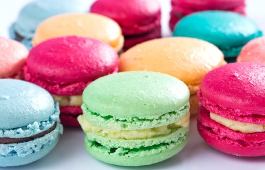 Colorful macaroons close up