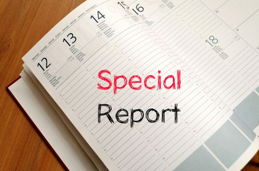 Special report text concept write on notebook