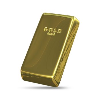 3D Illustration of Golden Bullion on a White Background