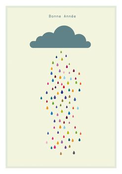 Happiness Card, Colorful Rain Cloud of Happiness and Success, France