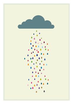 Happiness Card, Colorful Rain Cloud of Happiness and Success, France