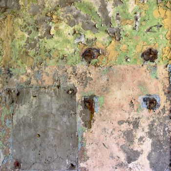 wide angle view of an old wall abandoned factory building