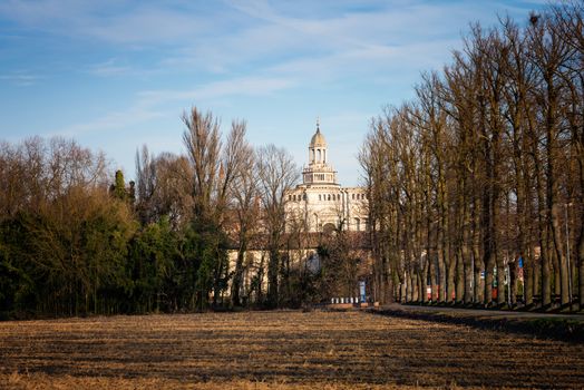 View of the cathedral of Certosa di Pavia Carthusian monastery.