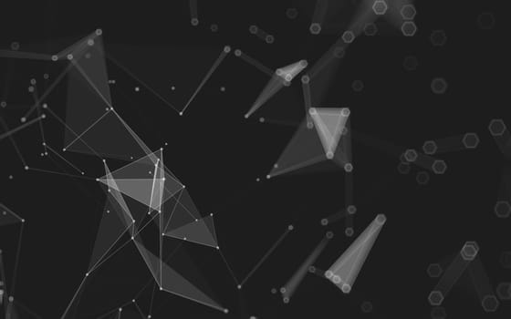 Abstract polygonal space low poly dark background with connecting dots and lines. Connection structure. 3d rendering