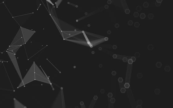 Abstract polygonal space low poly dark background with connecting dots and lines. Connection structure. 3d rendering