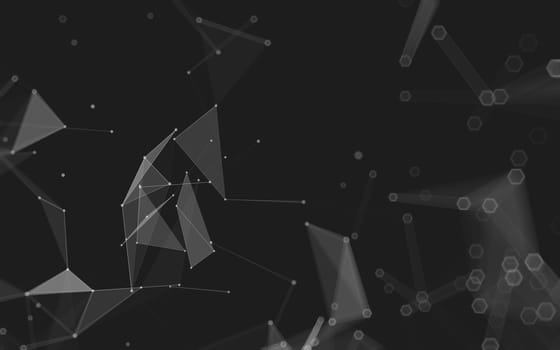 Abstract polygonal space low poly dark background with connecting dots and lines. Connection structure. 3d rendering