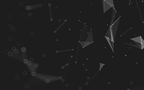 Abstract polygonal space low poly dark background with connecting dots and lines. Connection structure. 3d rendering