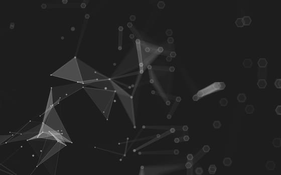 Abstract polygonal space low poly dark background with connecting dots and lines. Connection structure. 3d rendering