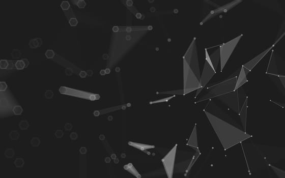 Abstract polygonal space low poly dark background with connecting dots and lines. Connection structure. 3d rendering