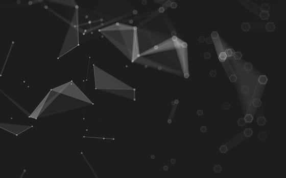 Abstract polygonal space low poly dark background with connecting dots and lines. Connection structure. 3d rendering