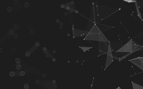 Abstract polygonal space low poly dark background with connecting dots and lines. Connection structure. 3d rendering