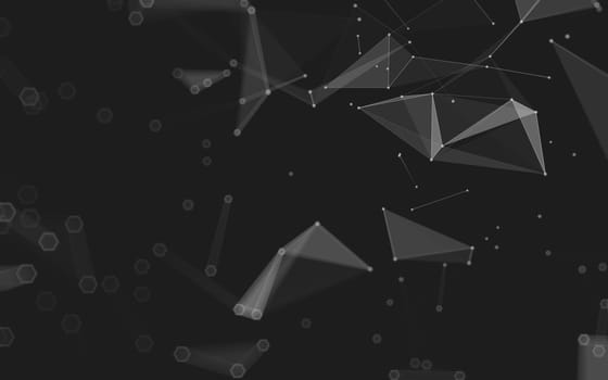 Abstract polygonal space low poly dark background with connecting dots and lines. Connection structure. 3d rendering