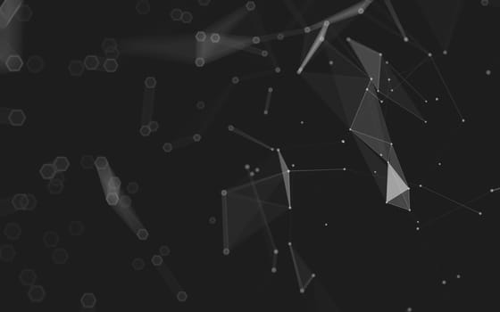 Abstract polygonal space low poly dark background with connecting dots and lines. Connection structure. 3d rendering