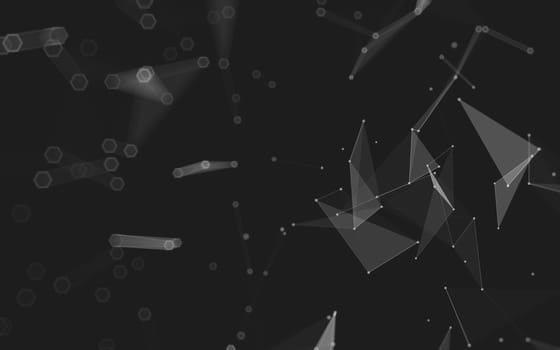 Abstract polygonal space low poly dark background with connecting dots and lines. Connection structure. 3d rendering