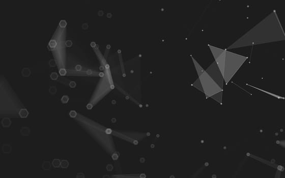 Abstract polygonal space low poly dark background with connecting dots and lines. Connection structure. 3d rendering