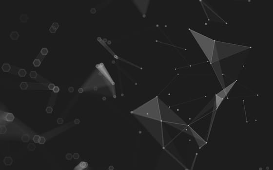 Abstract polygonal space low poly dark background with connecting dots and lines. Connection structure. 3d rendering